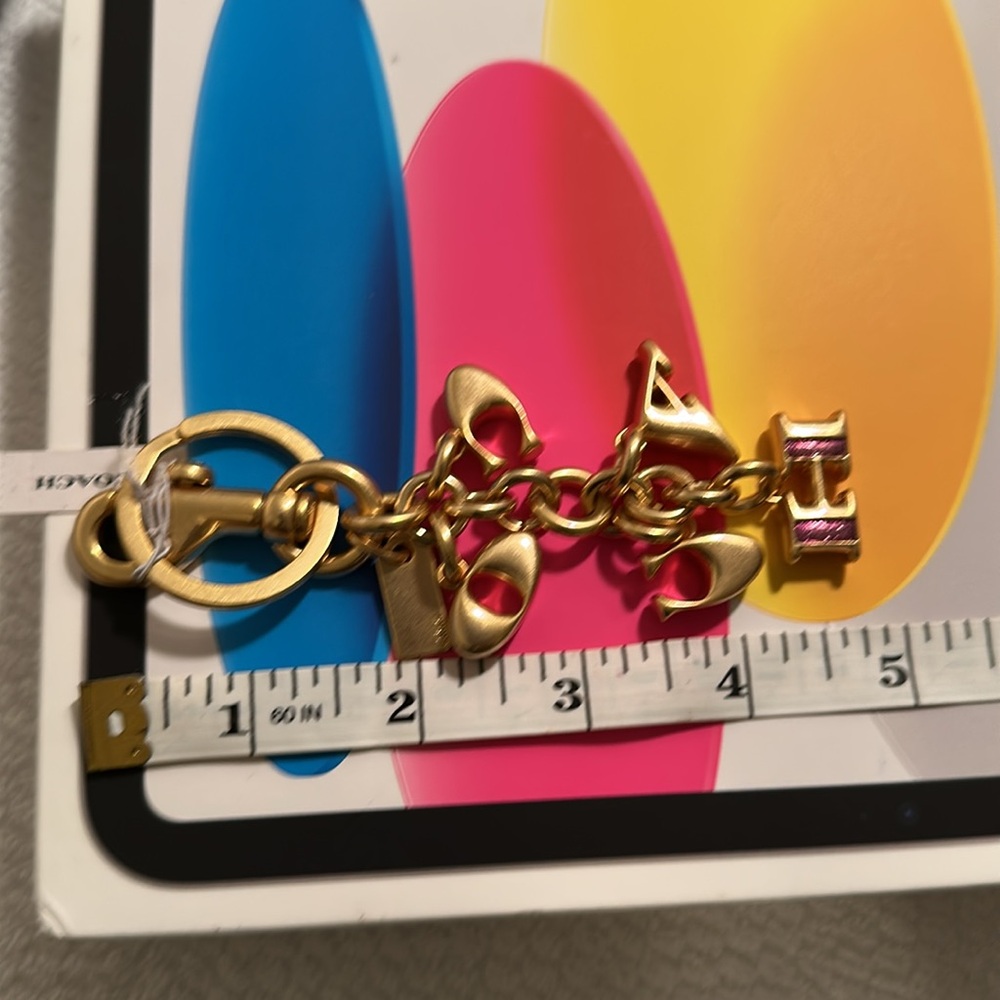 New Coach keychain/bag multicolor charms with Gold hardware - Picture 6 of 9